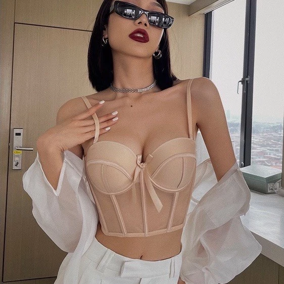 CORSET NƠ, có gọng và mút nâng nhẹ, dễ phối đồ và định hình V1