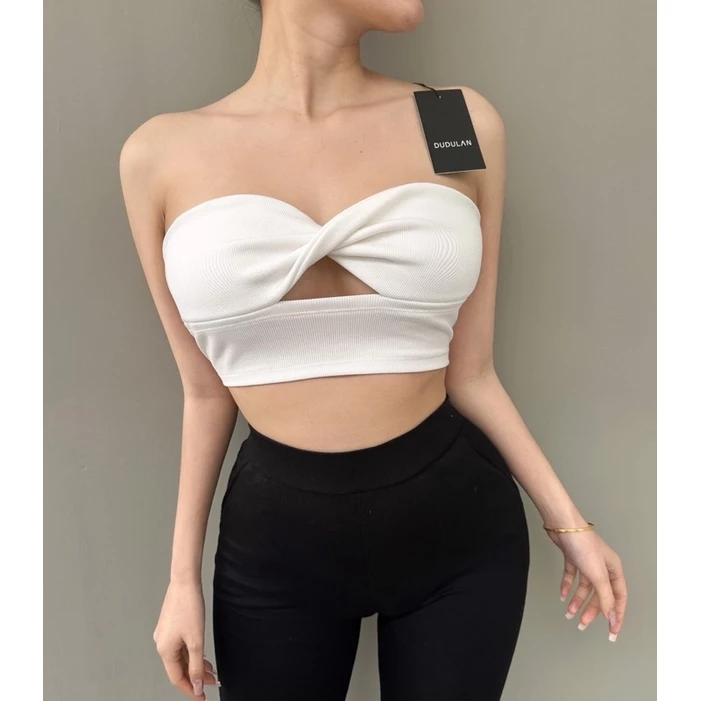 Áo ống xoắn croptop hai lớp ANNAKIKI chất thun tăm- 062