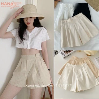 HV - Quần Short đũi Cotton Ống Rộng Thời Trang Mùa Hè Dành Cho Nữ cạp chun sau dễ phối đồ b55