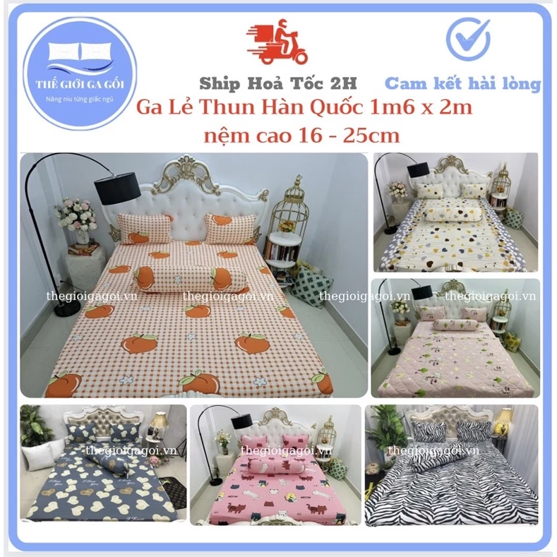 {Nệm cao 16-25cm }Ga Lẻ Thun Lạnh Hàn Quốc Mát Lạnh ( không vỏ gối )