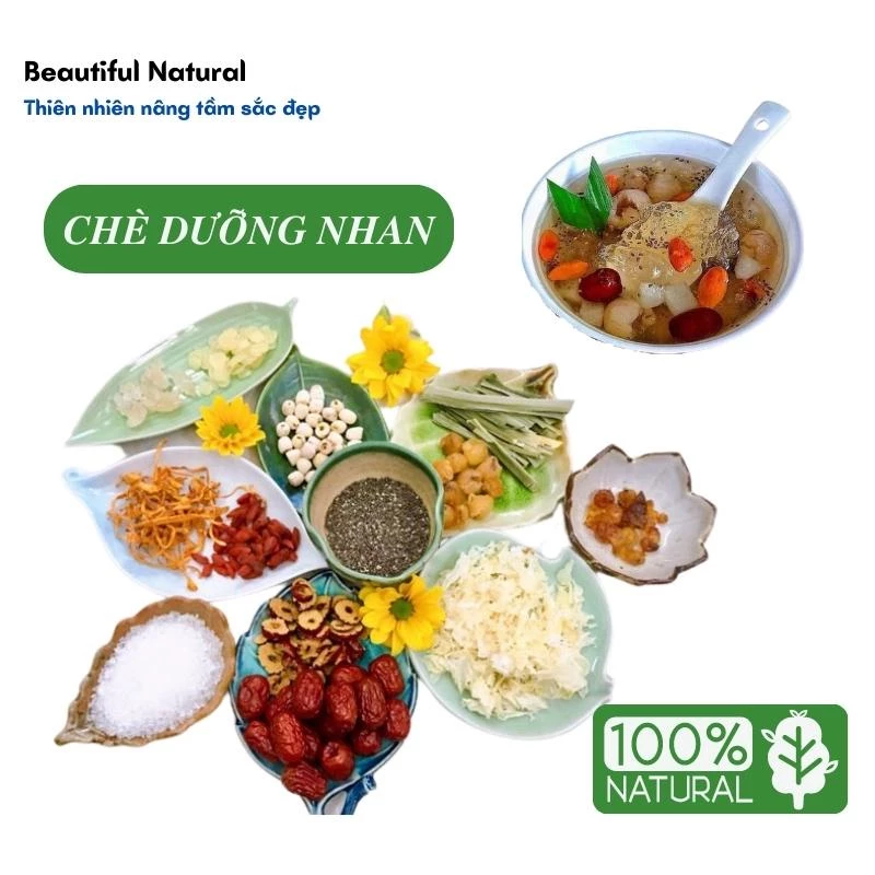 Set chè dưỡng nhan cao cấp 1 lần nấu cho 3-4 người ăn, chè thanh giải nhiệt, đẹp da, tốt cho sức khỏe