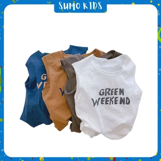 Quần áo hè bé trai, Áo ba lỗ sát nách GREEN Week cho bé chất cotton cực mát - SUMO KIDS