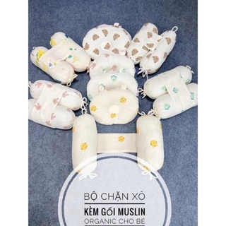 Bộ chặn kèm gối bông Xô Muslin Oganic hãng Royall/ Nami