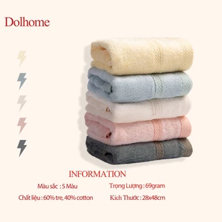 Khăn mặt sợi tre Dolhome 28x48cm mềm mịn, thấm hút nước, kháng khuẩn không gây kích ứng da-82425