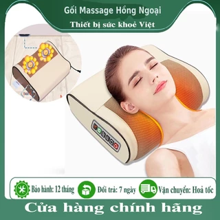 [Bảo Hành Chính Hãng 5 Năm 1 ĐỔI 1] Gối Massage Cổ Vai Gáy Hồng Ngoại 20 Bi, Trị Liệu Giảm Đau Cổ Vai Gáy Lưng hiệu quả