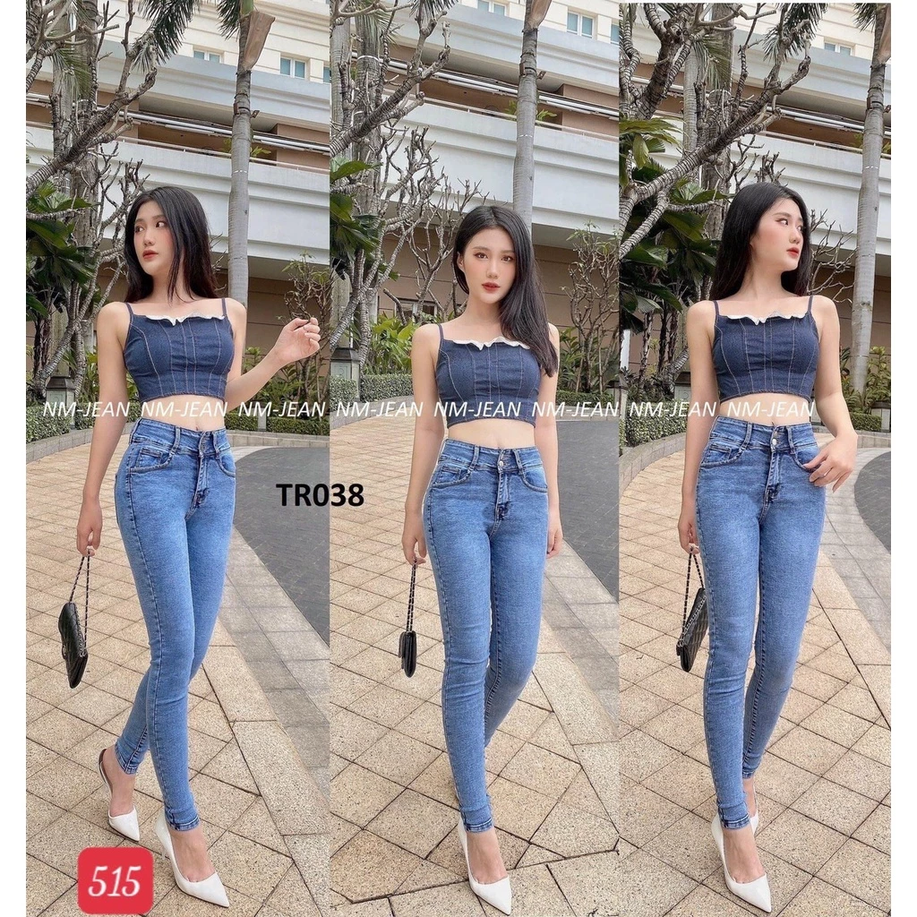 Quần jean nữ co giãn, quần bò lưng cao 9 tấc dáng ôm body cạp cao nhiều mẫu Bi_shop 173 ms501