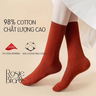 Tất Nữ 98% Cotton Gân Dọc Thoáng Khí Cao Cấp Phong Cách Hàn Quốc PK537