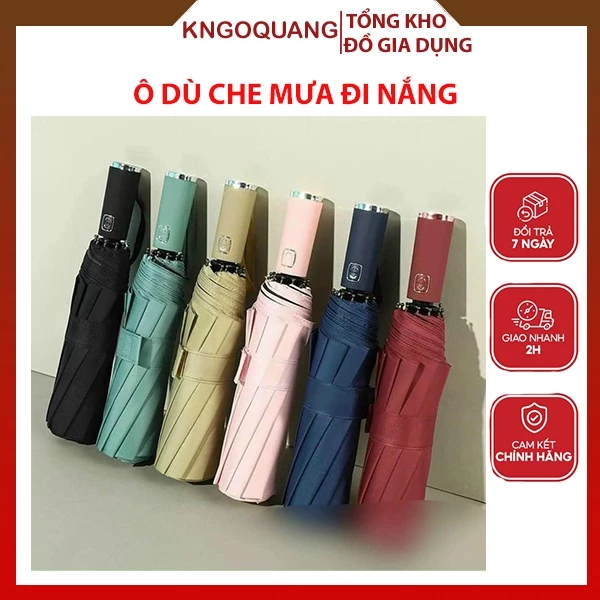 Ô dù che mưa đi nắng wallet 12 nan 8 nan mở tự động gấp nhỏ gọn cầm tay 2 chiều cỡ lớn to cho xe hơi ô tô chống thấm