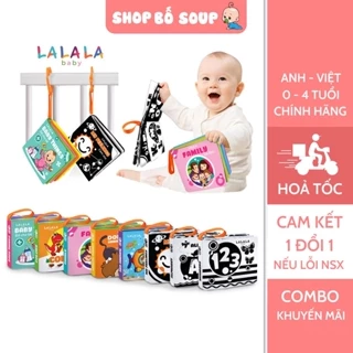 Sách vải mini cho bé, Sách vải song ngữ kích thích giác quan kích thước 11x12cm, 8 mặt, an toàn tuyệt đối cho bé