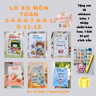 Sổ tay Takenote Toán các lớp 3-4-5-6-7-8-9-10-11-12 đóng lò xo siêu xinh - Ry Store