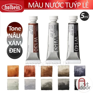 [ARTDOOR] Màu Nước Tuýp HOLBEIN hạng hoạ sĩ 5ml lẻ (Đen/ Trắng/ Nhũ/ Pastel)