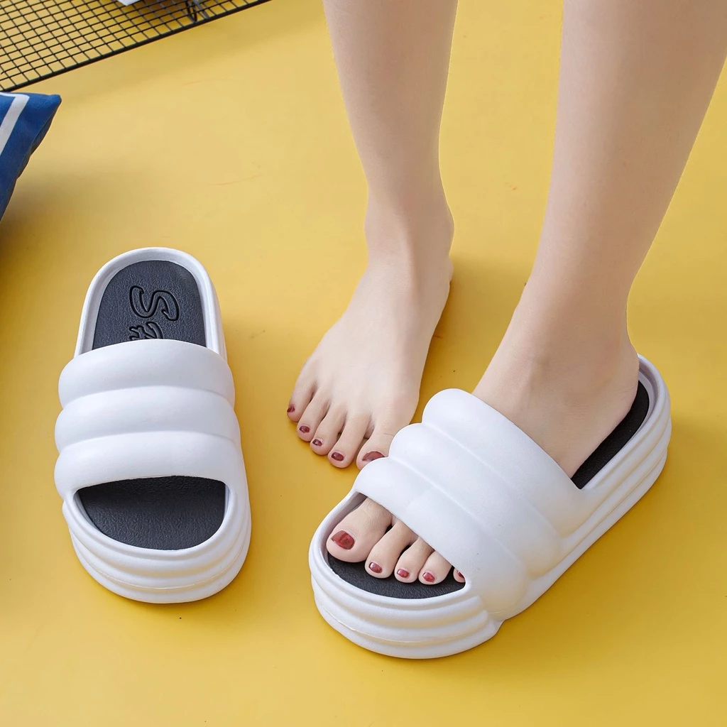 Dép bánh mì đế cao 7cm, dép nữ mùa hè chất liệu EVA tăng chiều cao êm nhẹ [Lù store] DC06
