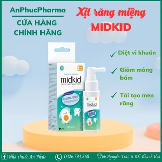 Xịt Chống Sâu Răng Midkid Cho Bé Từ 1 Tuổi Giúp Làm Sạch Và Bảo Vệ Men Răng Ngăn Ngừa Mảng Bám Ố Vàng Lọ 30ml