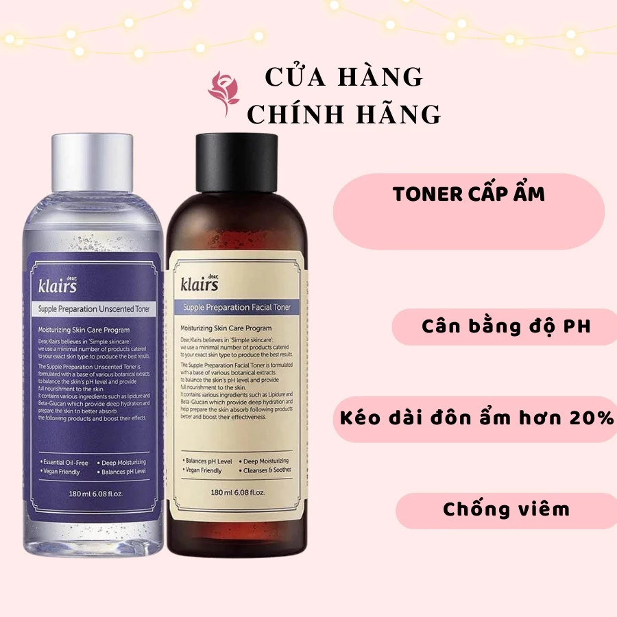 Nước hoa hồng Dear Klairs Supple Preparation Dưỡng Ẩm Da Và Làm Mềm Da 180ml