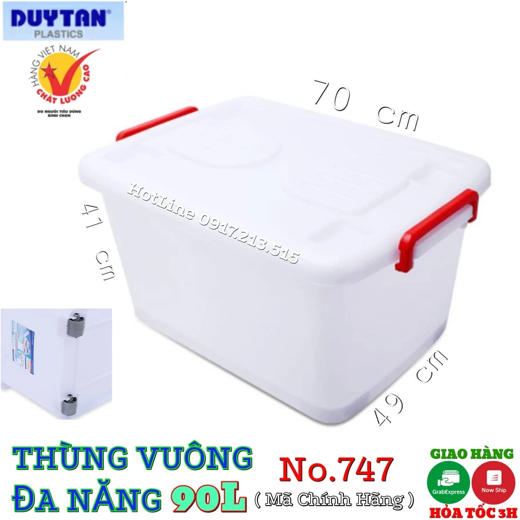 🌱Thùng nhựa đựng đồ duy tân 90L Vuông ( Có Bánh Xe )🌱 THÙNG NHỰA VUÔNG BÁNH XE ĐẨY ĐỰNG GIẤY TỜ, ĐỒ CHƠI, QUẦN ÁO