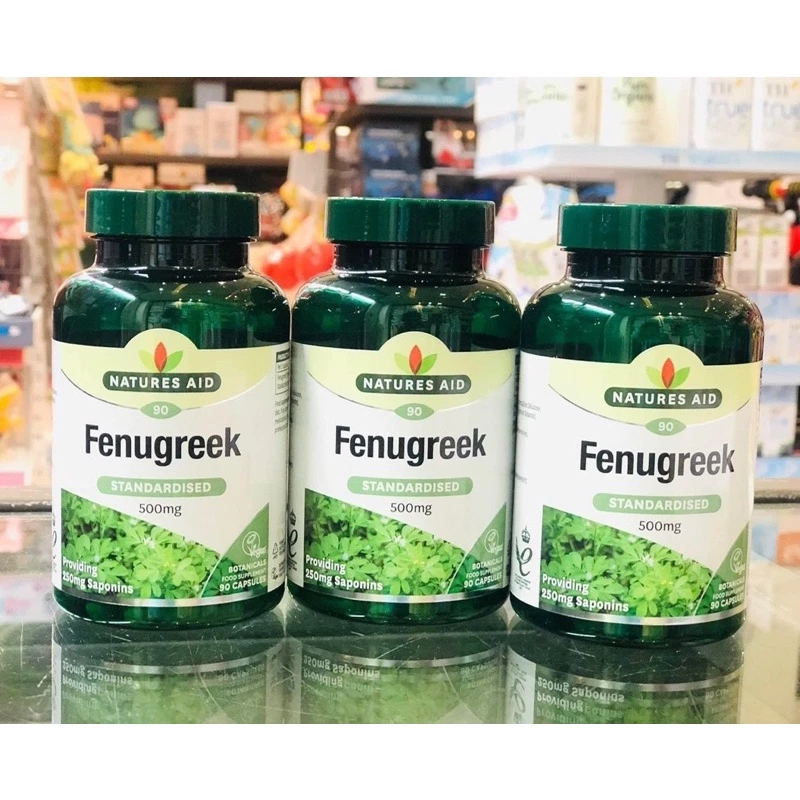 Viên uống lợi sữa Cỏ cà ri Natures Aid Fenugreek 500mg Anh, tăng cường dưỡng chất cho mẹ sau sinh 90 viên