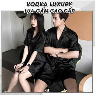 Đồ ngủ đôi nam nữ pijama đôi Vodka Luxury lụa gấm cao cấp mặc nhà sang chảnh thoải mái LV04