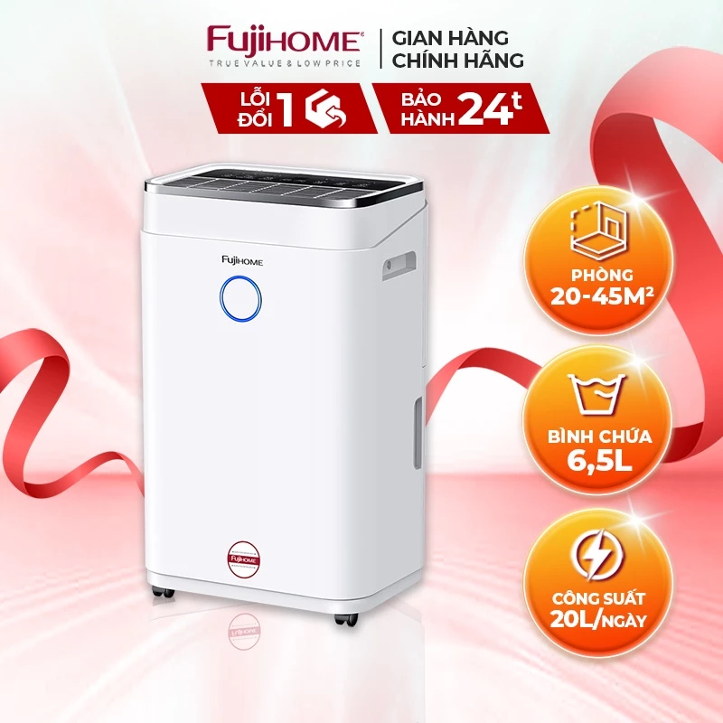 Máy hút ẩm công nghệ máy nén nhập khẩu FUJIHOME DH20W Kết nối wifi - Công suất 20 lít/ngày