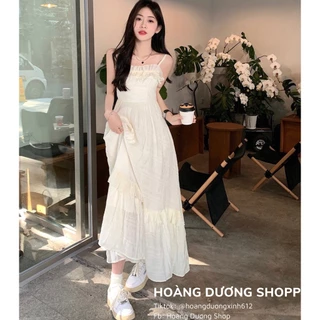 [Sẵn hàng] Đầm Maxi Hai Dây Xoè Tầng Bèo Đi Biển Du Lịch Váy Công Chúa Ulzzang Cổ Tích Tiểu Thư Bồng Bềnh Điệu Đà Cho Nữ