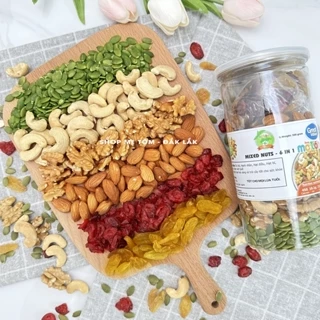 500gram mix 6 loại hạt và trái cây sấy nguyên vị (mix nuts,hạnh nhân,óc chó,hạt điều,hạt bí,nam việt quất,k macca)