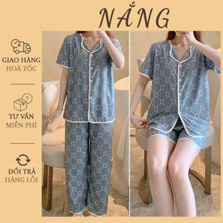 [VIDEO+ẢNH THẬT] (SET 3 MÓN) ĐỒ bộ pyjama cho nữ mềm mại phong cách HÀN QUỐC sang trọng 3M01 XANH