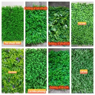 Tấm cỏ nhựa làm tường cây giả - Tai chuột - Mắt trâu - Xà lách xoong - Phát tài - Phú quý - Dương xỉ