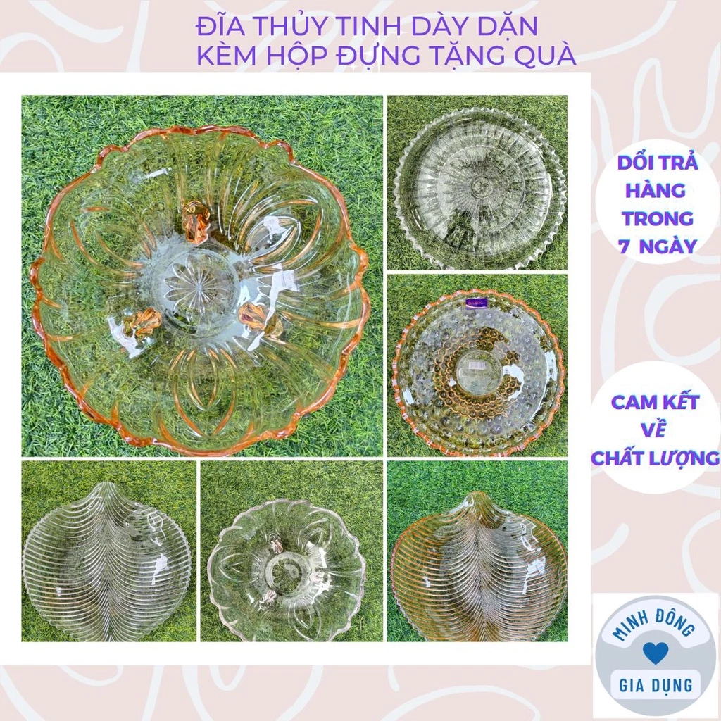 Đĩa thuỷ tinh hình chiếc lá kt 24x24cm đựng hoa quả bánh kẹo gồm nhiều loại đĩa đẹp trong giỏ hàng
