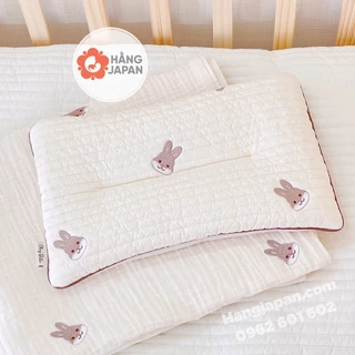 Gối sơ sinh CHEZBEBE - MADE IN KOREA cotton lụa có rãnh thoát nhiệt