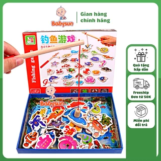 Đồ chơi câu cá nam châm bằng gỗ cho bé loại 1- Đồ chơi montessori giúp bé phát triển kỹ năng