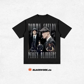 Áo Thun Tommy Shelby 100% Cotton Tay Lỡ Unisex - Đen/Trắng Cổ Tròn | Blackwork