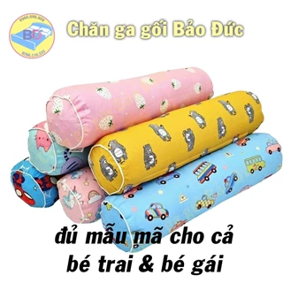 Gối ôm cho bé cotton 100% vỏ gối ôm cho bé size 20x60cm khóa kéo