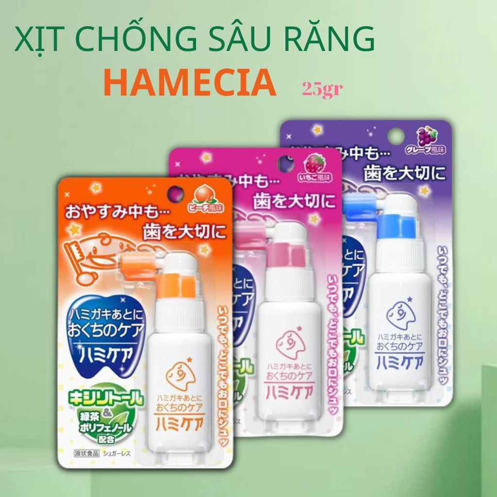 CHAI XỊT CHỐNG SÂU RĂNG CHO BÉ HAMIKEA HƯƠNG DÂU, NHO - HÀNG NHẬT NỘI ĐỊA