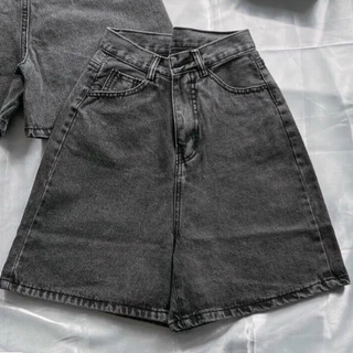 Quần short ngố nữ jean lưng cao ống chữ A có size đại