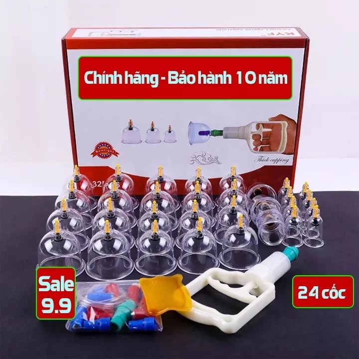 Bộ Giác Hơi 24 Ống Không Dùng Lửa Hút Chân Không, An Toàn, Tiện Lợi Hàng Chính Hãng