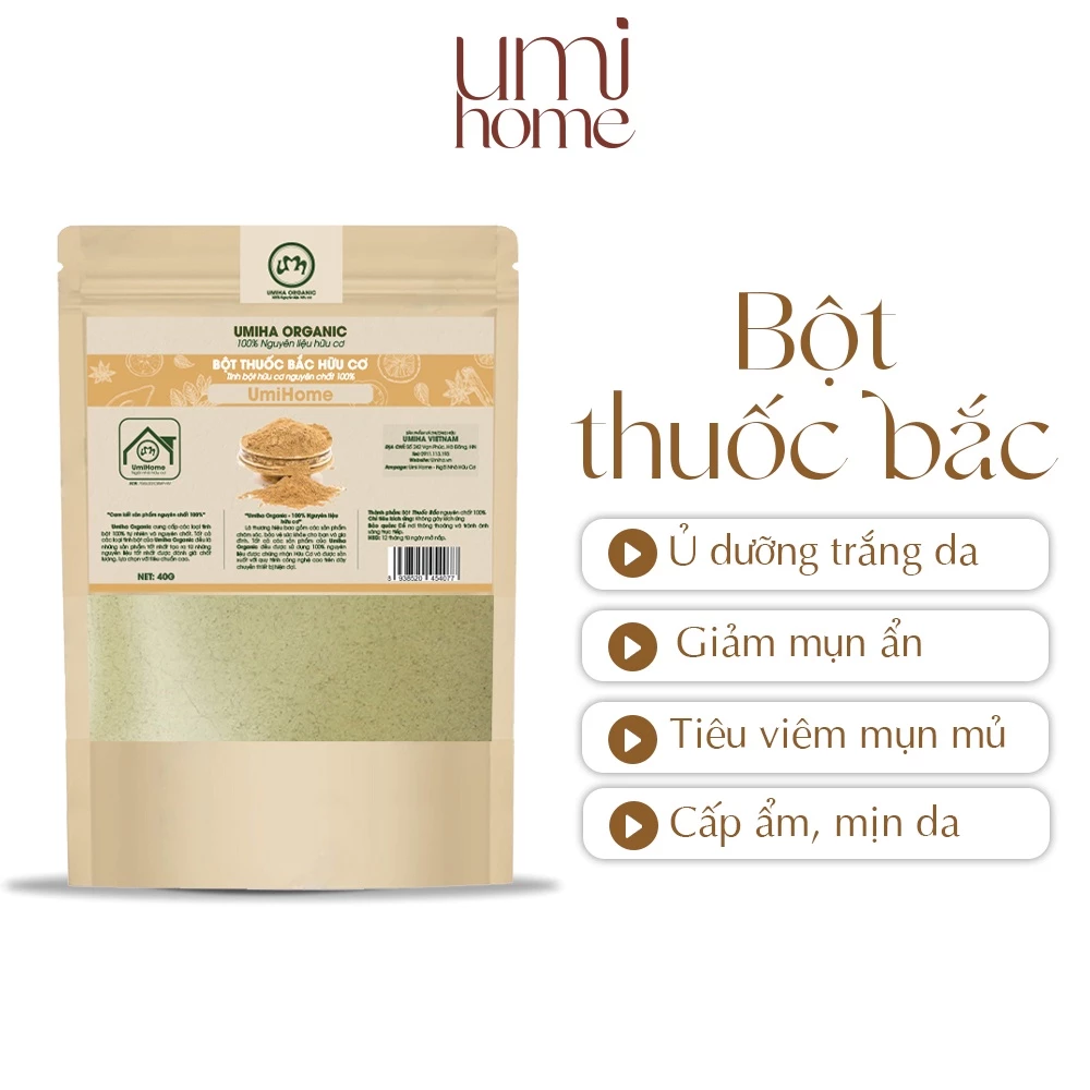 Bột Thảo Dược 24 vị nguyên chất UMIHOME 40G ngăn ngừa mụn dưỡng trắng da hiệu quả