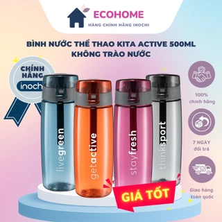 Bình nước thể thao Kita Active 500ml - Chất liệu Tritan cao cấp - Nút silicon chống tràn - Hàng Chính Hãng