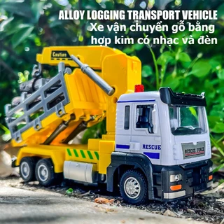 Đồ chơi xe tải chở gỗ KAVY có nhạc đèn đầu hợp kim chạy cót