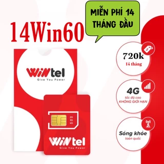 Sim 4G Wintel 14 tháng Win60 - sim Tỷ gb Không giới data tốc độ cao 4G