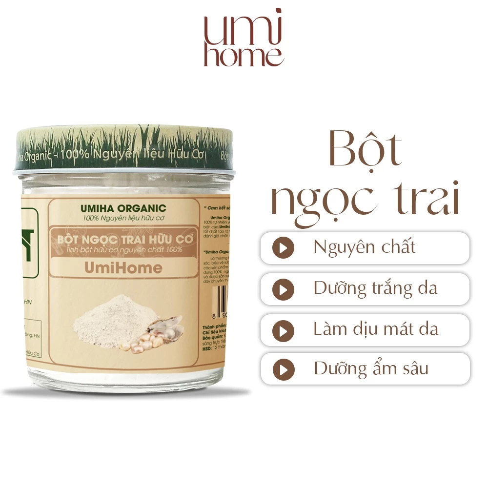 Bột đắp mặt Ngọc Trai nguyên chất UMIHOME 135g làm sạch trắng da, tăng cường Collagen, ngăn ngừa lão hóa