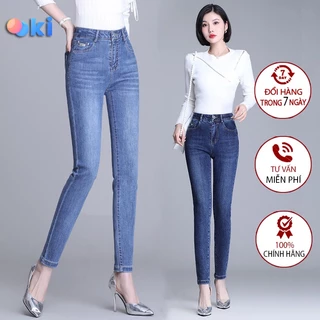 Quần Jeans Nữ ooki Quần Bò Nữ Cotton 100% Co Giãn 4 Chiều Lưng Cao Xuất Khẩu Cao Cấp