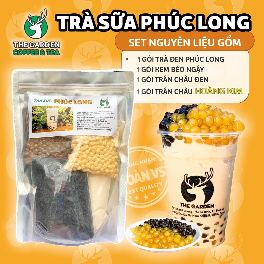 Trà sữa Phúc Long trân châu ngon hảo hạng, Set nguyên liệu làm trà sữa Phúc Long thơm ngon được 8 ly đầy-SPL