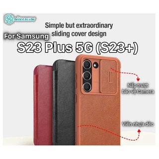 Bao da SamSung Galaxy S23,S23 Plus,S23 Ultra chính hãng Nillkin QIN có nắp trượt bảo vệ Camera