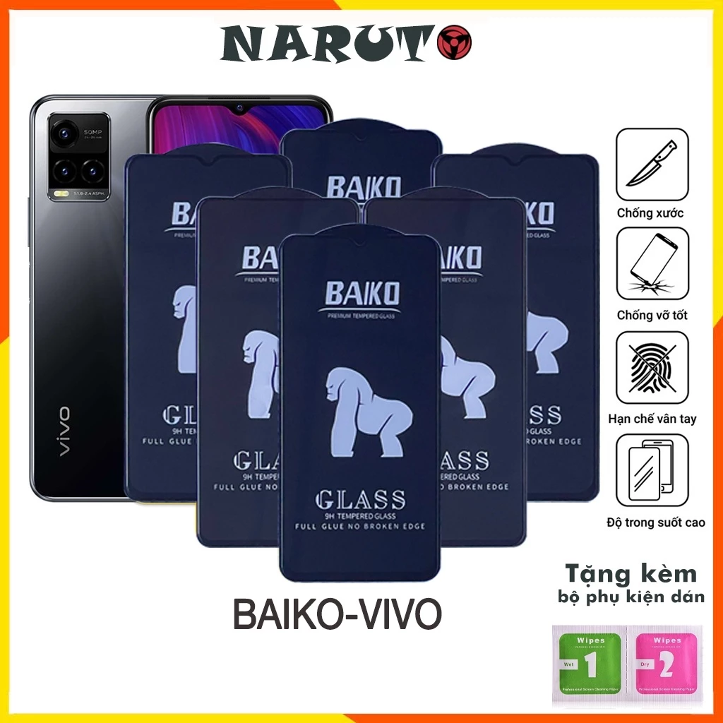 Cường lực vivo v23 v21 u10 y33s y21 y12s y20 y51 y53s y16 y1 y72 5g y11 v15 y50 y19 y91  full màn tổng hợp Kính [Baiko]