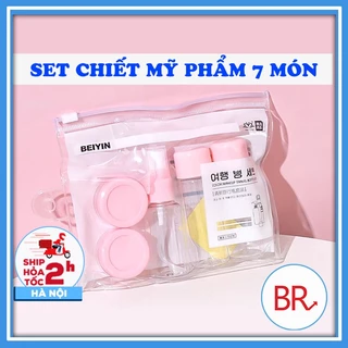 Bộ Chiết Mĩ Phẩm Mini Hàn Quốc 7 Món Kèm Túi Zip - Bộ chiết mĩ phẩm du lịch tiện lợi nhỏ gọn Br01823