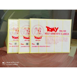 Xấp 10 tờ Nhãn có lớp keo tự dán Tomy A5 99 100 101 102 103 104 105 106 107 108 109 110 111 112 Giấy decal in mã vạch