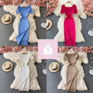 Đầm Len Ôm Body Montogi Cổ Tròn Xẻ Đùi Gợi Cảm Hàng Quảng Châu | Vui Vẻ Shop