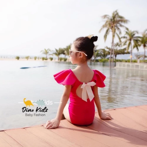 Đồ bơi bé gái,bộ bikini bèo vai hở lưng cho bé