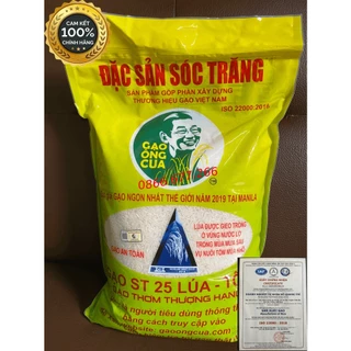 (Chính hãng) Gạo ST25 Lúa Tôm - Hiệu ông Cua có mã QR (Túi 5kg)