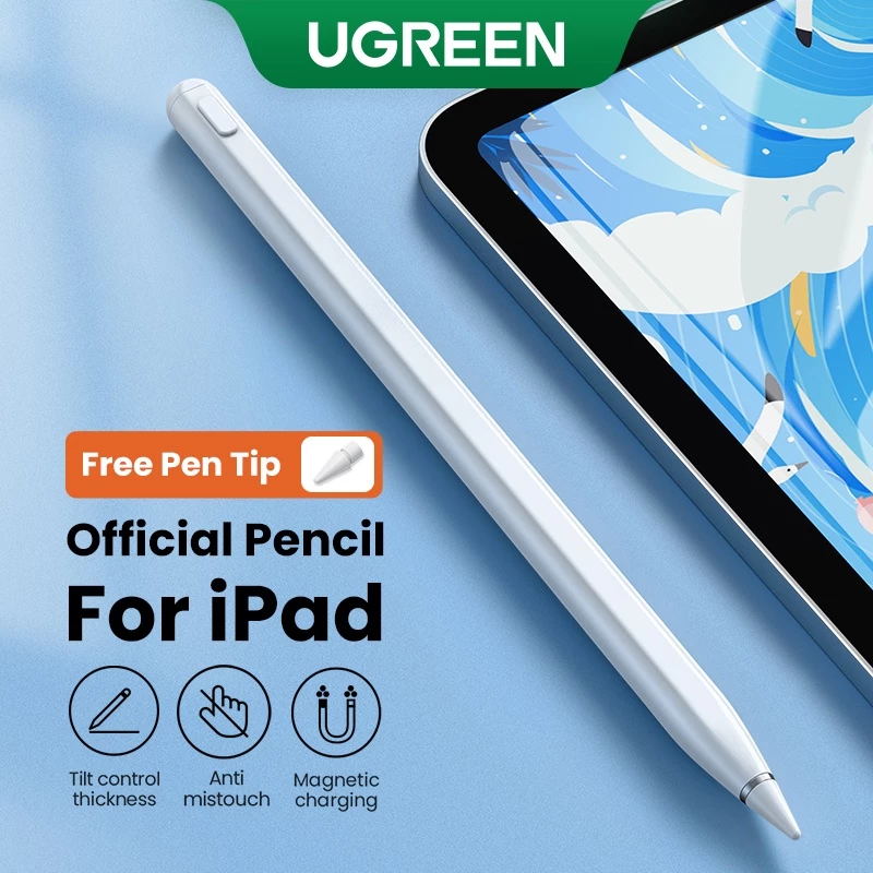 Bút cảm ứng UGREEN sạc từ tính không dây thích hợp cho máy tính bảng iPad Air 3-6, iPad pro 2018-2022, iPad mini 6, Kết nối Bluetooth kiểm tra mức pin