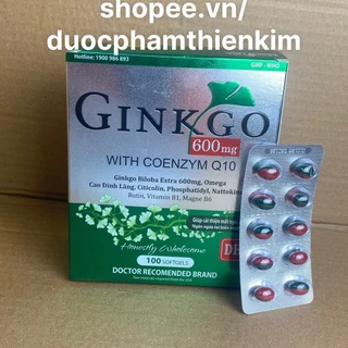 Viên uống bổ não GINKGO 600 tăng cường trí nhớ, tăng lưu thông máu não, ngừa tai biến - Hộp 100 viên (xanh)